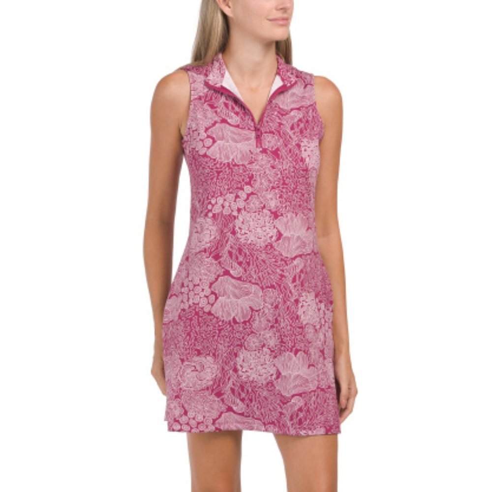 NWT Tommy Bahama Active Coral Printed Dress With Short UPF 50+ Performance Set S